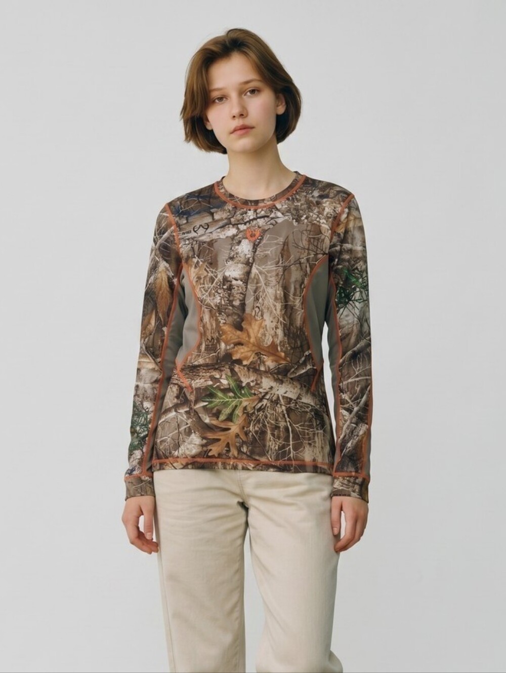 Realtree Huntsfield Women's Long Sleeve Camo Tee - Neutral Brown Print 1045